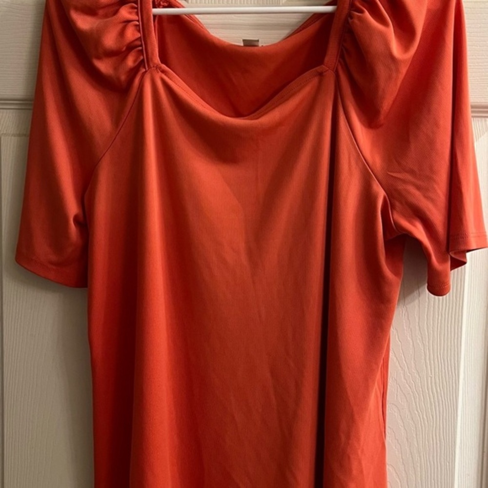 CATO~WOMENS ORANGE ~SQUARE NECK BLOUSE~LG
